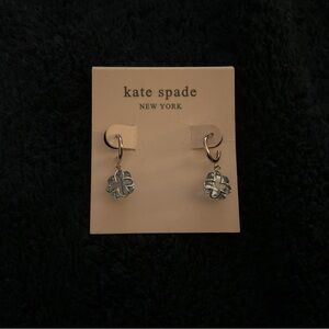 NWOT Kate Spade Clover Crystal Drop Earrings — Light Blue • 925 Leverback Hooks